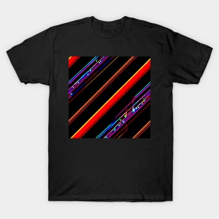 Cyberpunk lines colorfull futuristic electronics T-Shirt